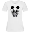 Женская футболка Череп з метеликом та вухами Белый фото