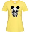 Женская футболка Череп з метеликом та вухами Лимонный фото