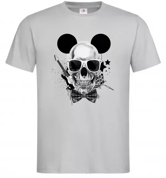 Чоловіча футболка Череп з метеликом та вухами Сірий фото