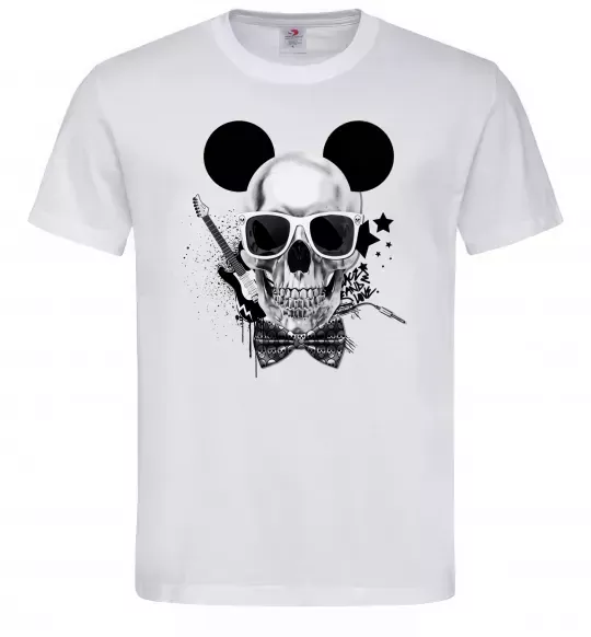 Чоловіча футболка Череп з метеликом та вухами Білий фото