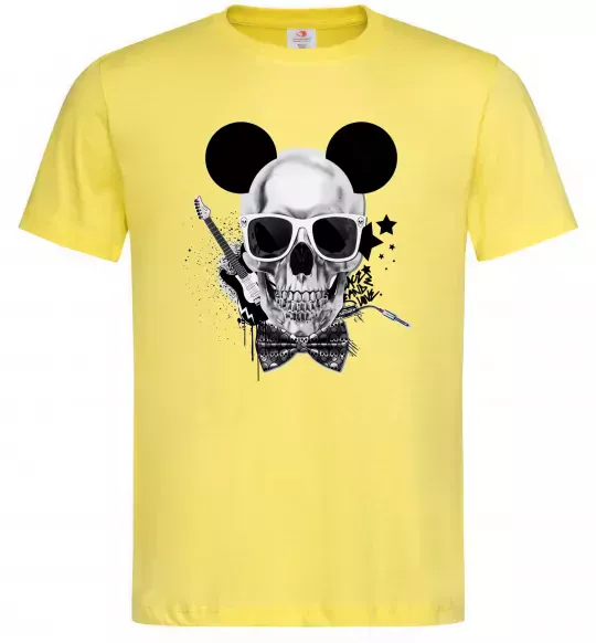 Чоловіча футболка Череп з метеликом та вухами Лимонний фото