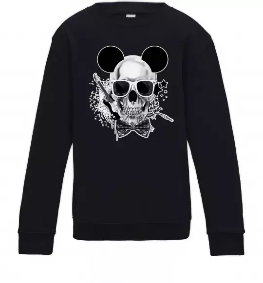 Дитячий світшот Череп з метеликом та вухами Чорний фото