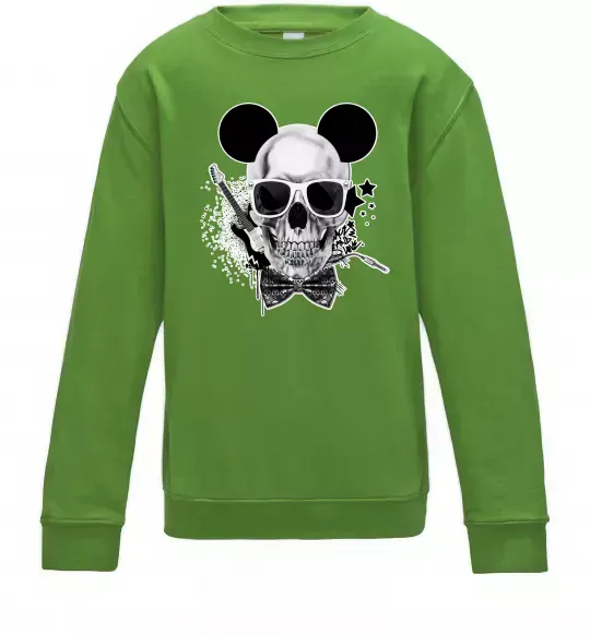 Дитячий світшот Череп з метеликом та вухами Лаймовий фото