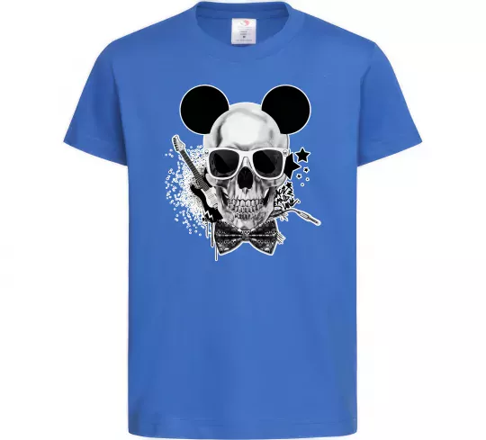 Детская футболка Череп з метеликом та вухами Ярко-синий фото