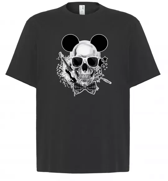 Футболка Оверсайз Череп з метеликом та вухами Черный фото