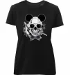 Женская премиум футболка Череп з метеликом та вухами Черный фото