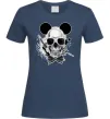 Женская футболка Череп з метеликом та вухами Темно-синий фото