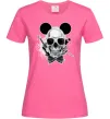 Женская футболка Череп з метеликом та вухами Ярко-розовый фото
