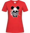 Женская футболка Череп з метеликом та вухами Красный фото
