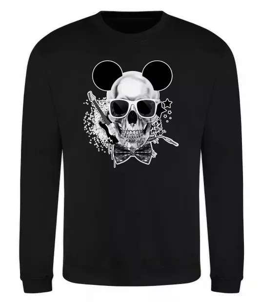 Світшот Череп з метеликом та вухами Чорний фото