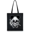 Эко-сумка Череп з метеликом та вухами Черный фото