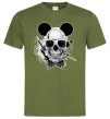 Чоловіча футболка Череп з метеликом та вухами Оливковий фото