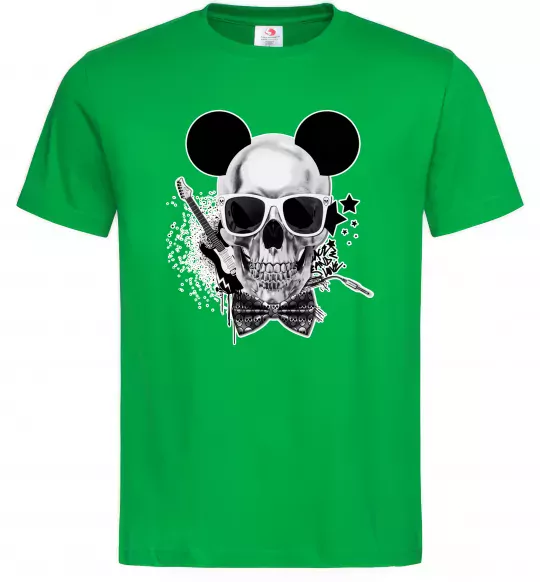 Чоловіча футболка Череп з метеликом та вухами Зелений фото