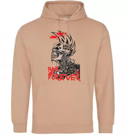 Мужская толстовка (худи) Punk forever Песочный фото