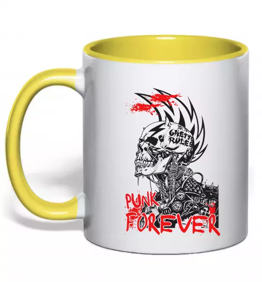 Чашка с цветной ручкой Punk forever Солнечно желтый фото