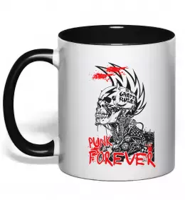 Чашка с цветной ручкой Череп з ірокезом Красный фото