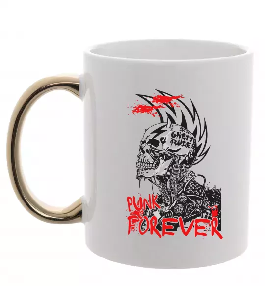 Чашка с цветной ручкой Punk forever Золото фото