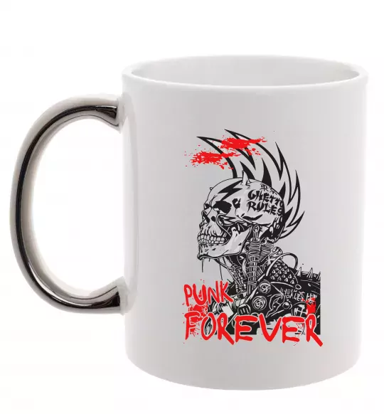 Чашка с цветной ручкой Punk forever Серебро фото