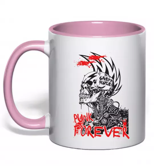 Чашка с цветной ручкой Punk forever Нежно розовый фото