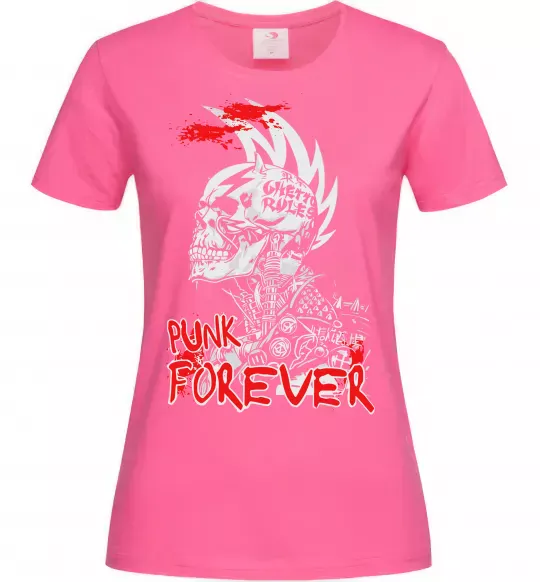 Жіноча футболка Punk forever Яскраво-рожевий фото