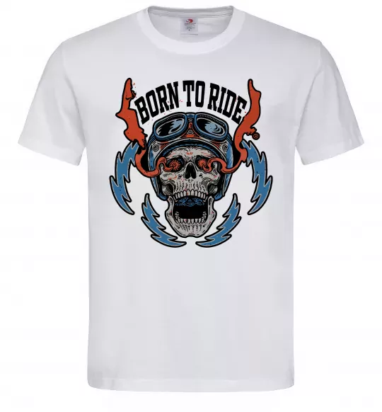 Чоловіча футболка Born to ride burning eyes Білий фото