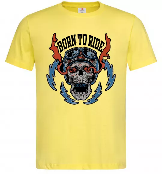Чоловіча футболка Born to ride burning eyes Лимонний фото