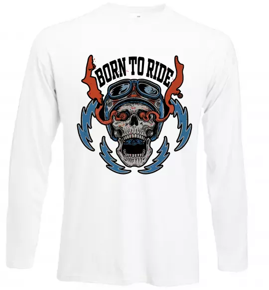 Лонгслив Born to ride burning eyes Белый фото