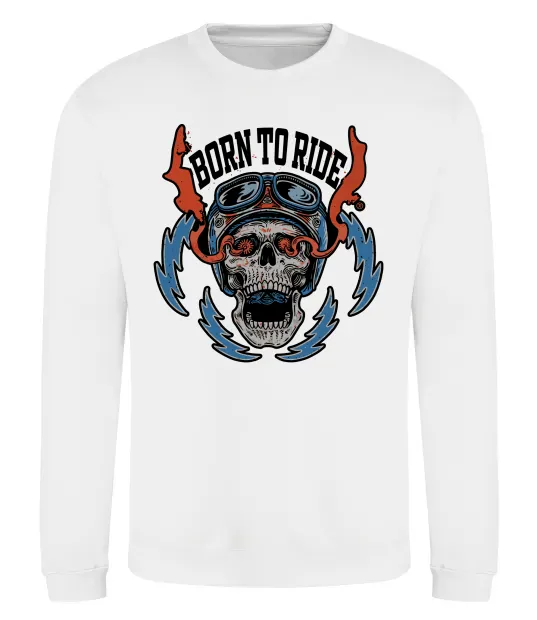 Світшот Born to ride burning eyes Білий фото