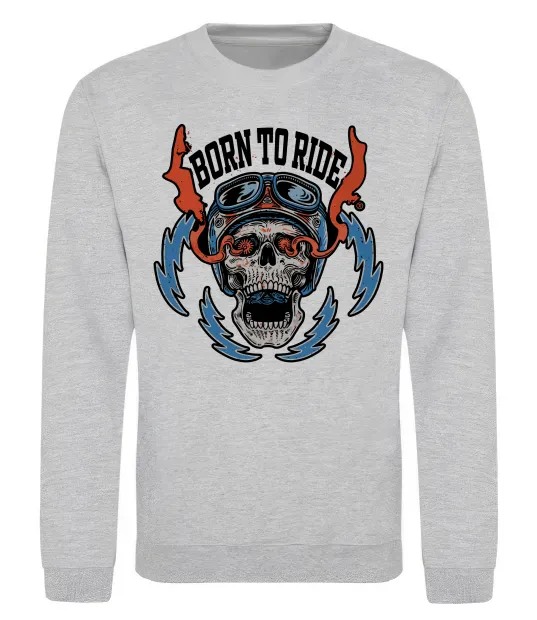 Світшот Born to ride burning eyes Сірий меланж фото