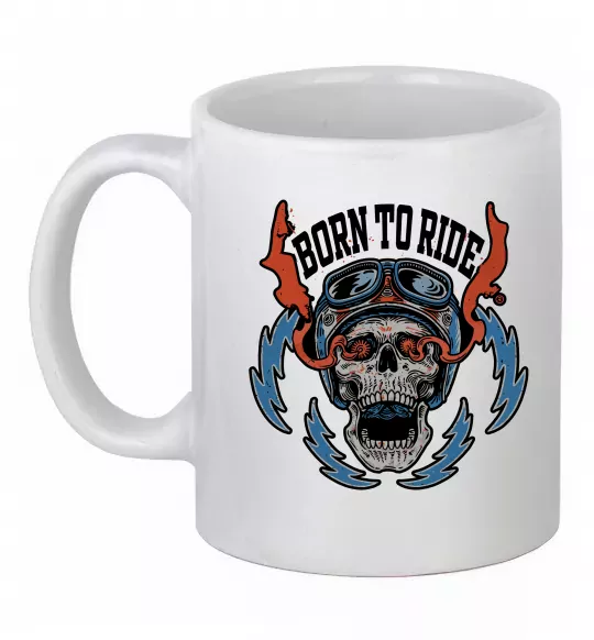 Чашка керамическая Born to ride burning eyes Белый фото