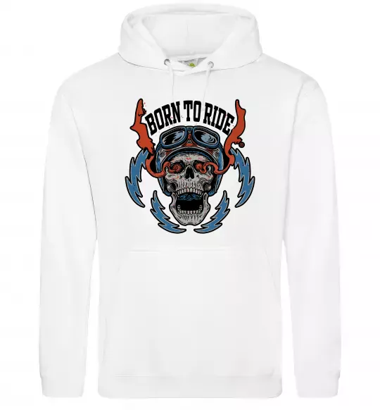 Чоловіча толстовка (худі) Born to ride burning eyes Білий фото