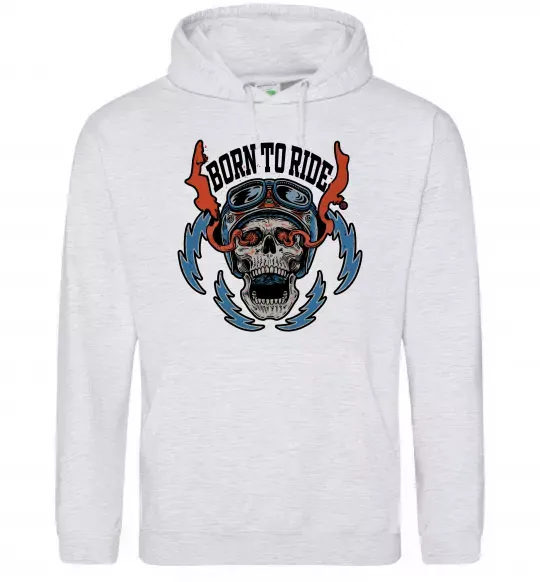 Жіноча толстовка (худі) Born to ride burning eyes Сірий меланж фото