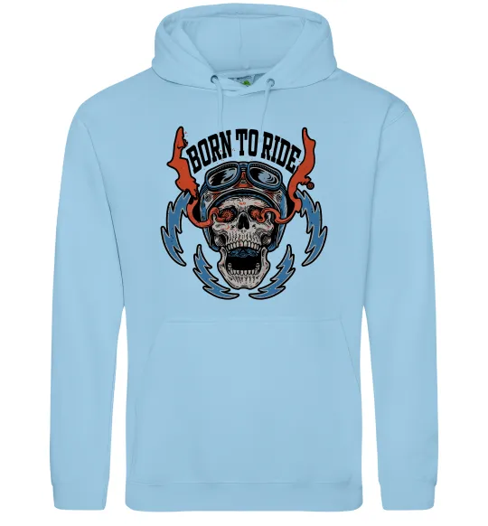 Женская толстовка (худи) Born to ride burning eyes Голубой фото