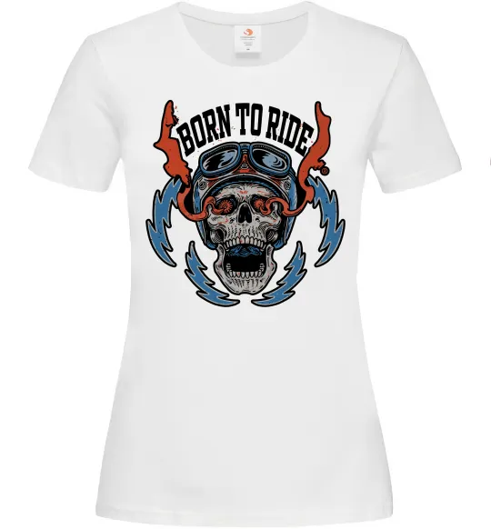 Женская футболка Born to ride burning eyes Белый фото