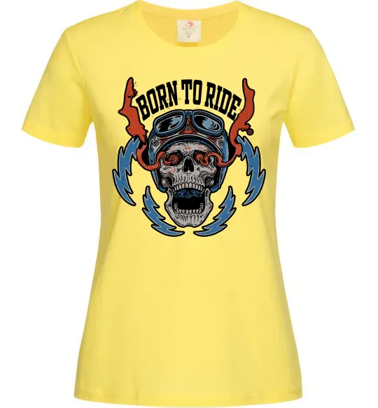 Женская футболка Born to ride burning eyes Лимонный фото