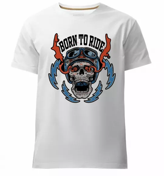 Чоловіча преміум футболка Born to ride burning eyes Білий фото