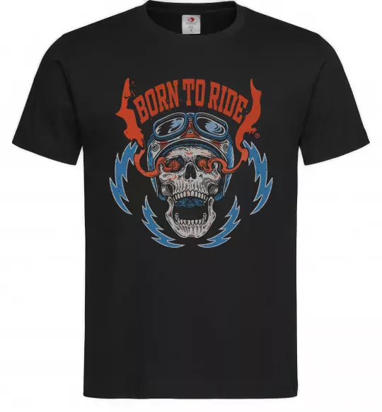 Чоловіча футболка Born to ride burning eyes Чорний фото