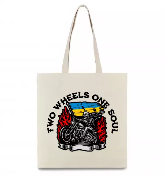 Эко-сумка Two wheels one soul Бежевый фото