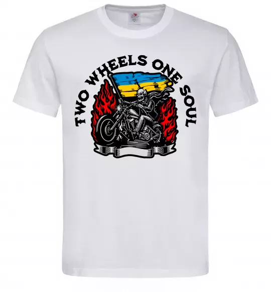 Мужская футболка Two wheels one soul Белый фото