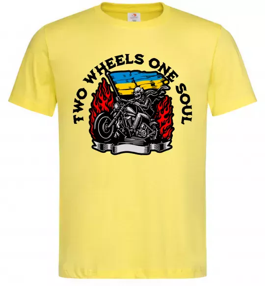 Мужская футболка Two wheels one soul Лимонный фото