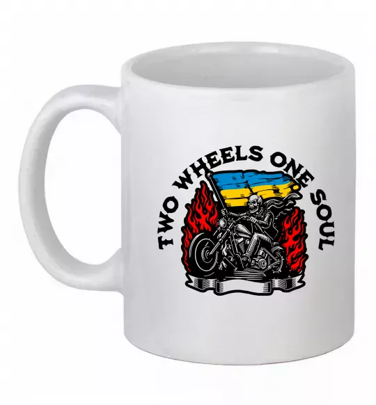 Чашка керамічна Two wheels one soul Білий фото