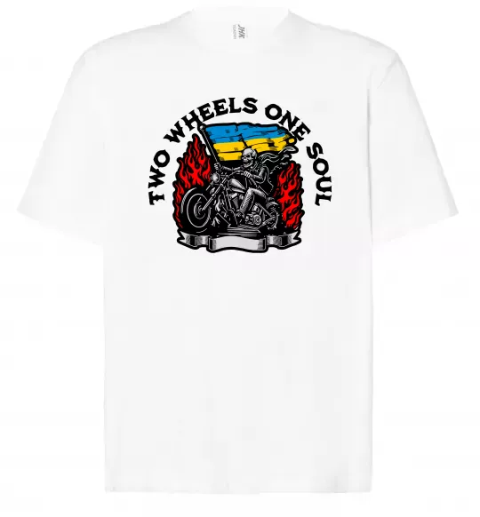 Футболка Оверсайз Two wheels one soul Білий фото