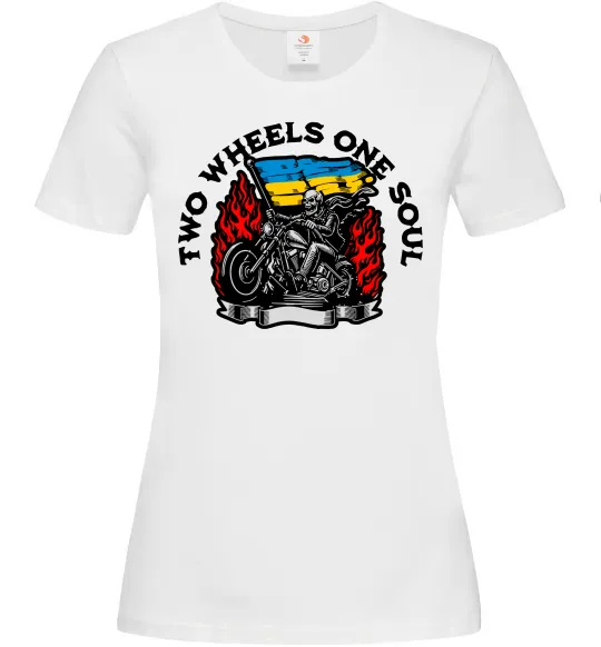 Женская футболка Two wheels one soul Белый фото