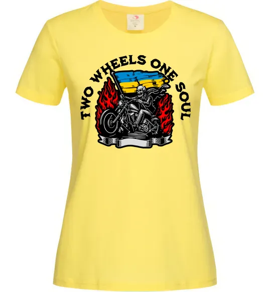 Женская футболка Two wheels one soul Лимонный фото
