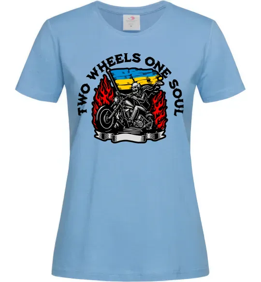 Женская футболка Two wheels one soul Голубой фото