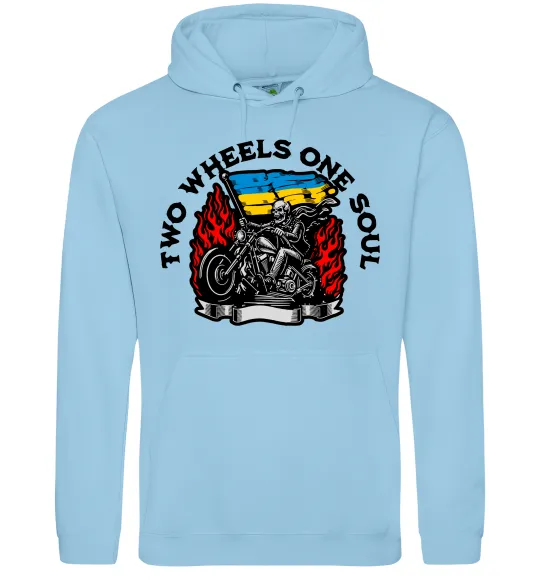 Мужская толстовка (худи) Two wheels one soul Голубой фото