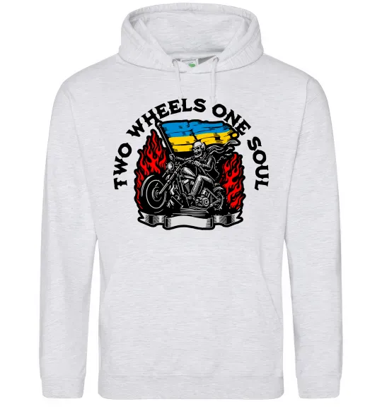 Женская толстовка (худи) Two wheels one soul Серый меланж фото