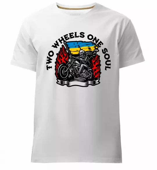 Мужская премиум футболка Two wheels one soul Белый фото