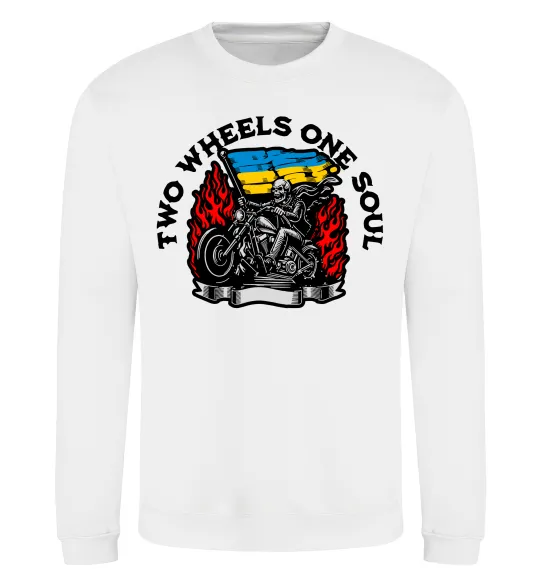 Світшот Two wheels one soul Білий фото