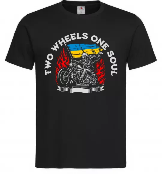 Мужская футболка Two wheels one soul Черный фото